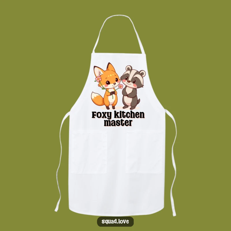 Funny Fox & Badger Flower Apron - Charming Kitchen Accessory for Gardeners