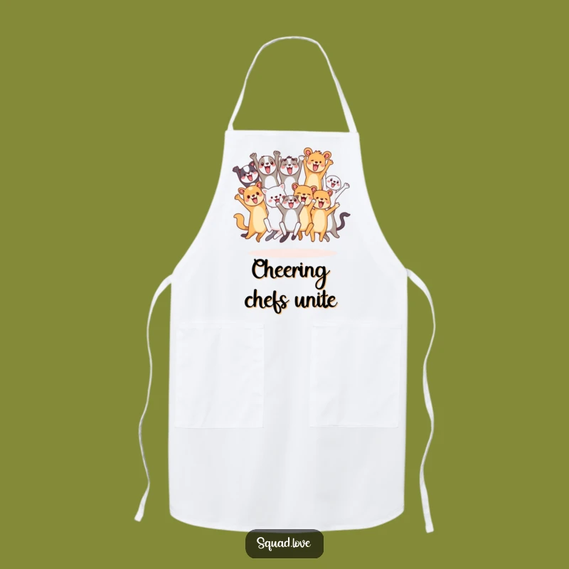 Funny Animal Friends Cheering Apron - Festive Kitchen Wear for Hosts