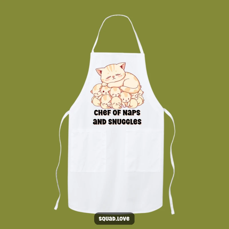 Funny Contented Cat Apron - Kitten Nap Kitchen Gift for Happy Cooks