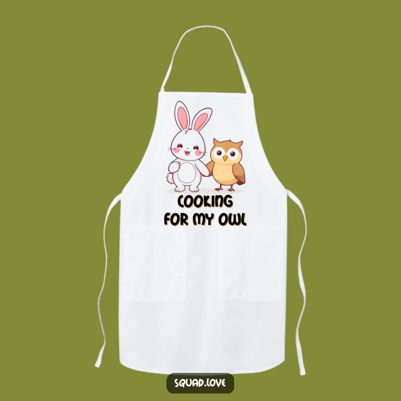Funny Kawaii Bunny & Owl Apron - Whimsical Kitchen, Charming Funny Gift