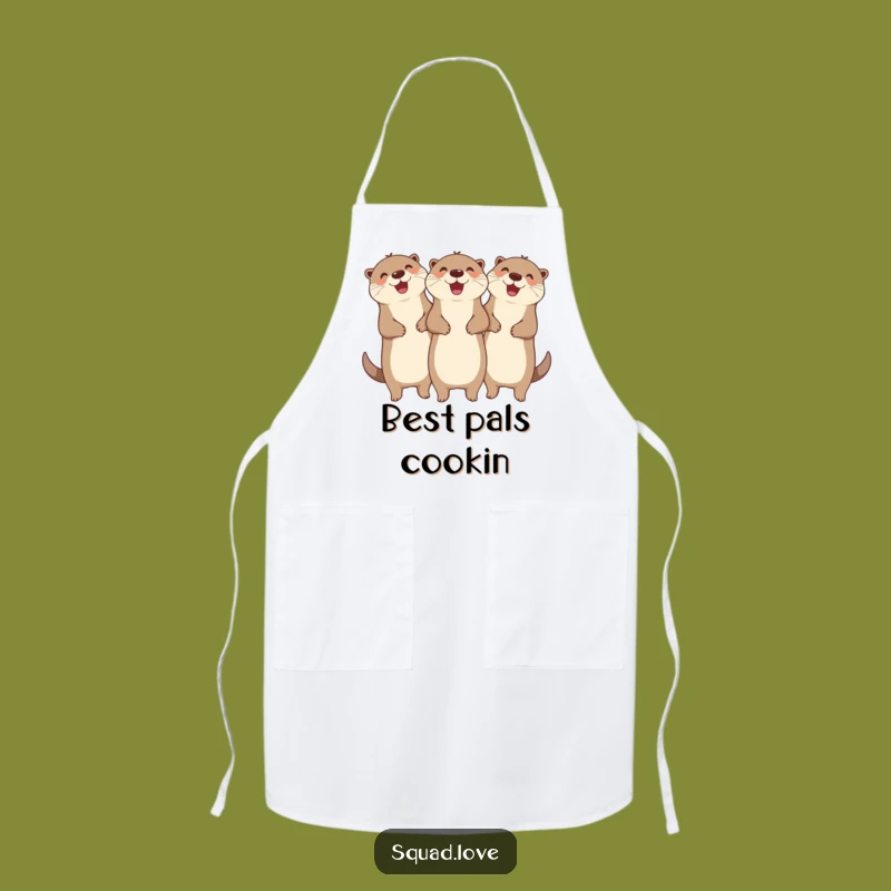 Funny Otter Chef Apron: Cheerful Linked Arms Cooking - Hilarious Kitchen Gift!