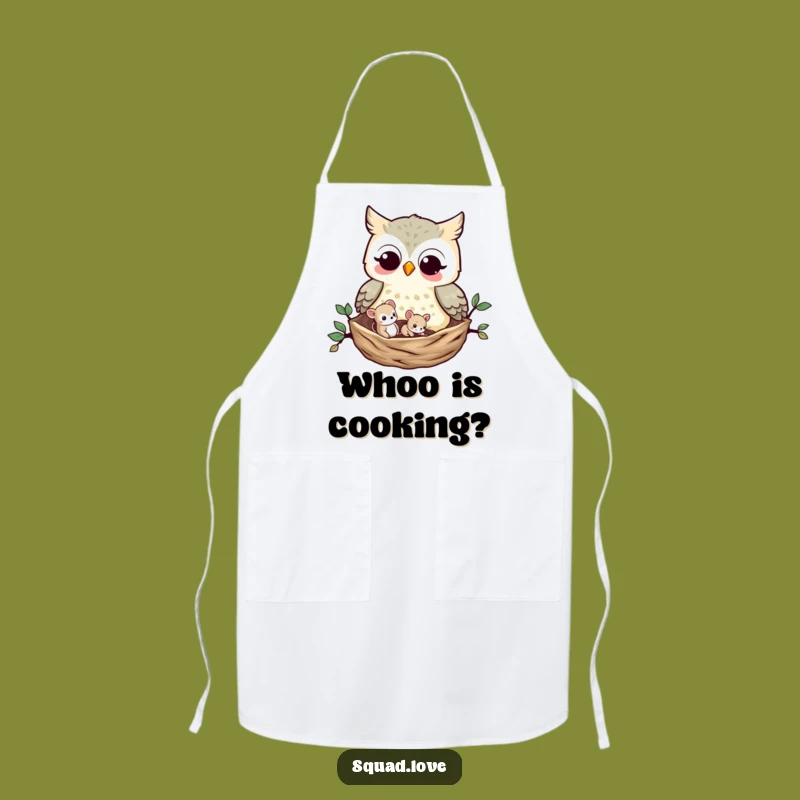 Funny Owl and Mouse Apron: Cute Woodland Kitchenware, Sweet Funny Gift for Chefs and Bakers
