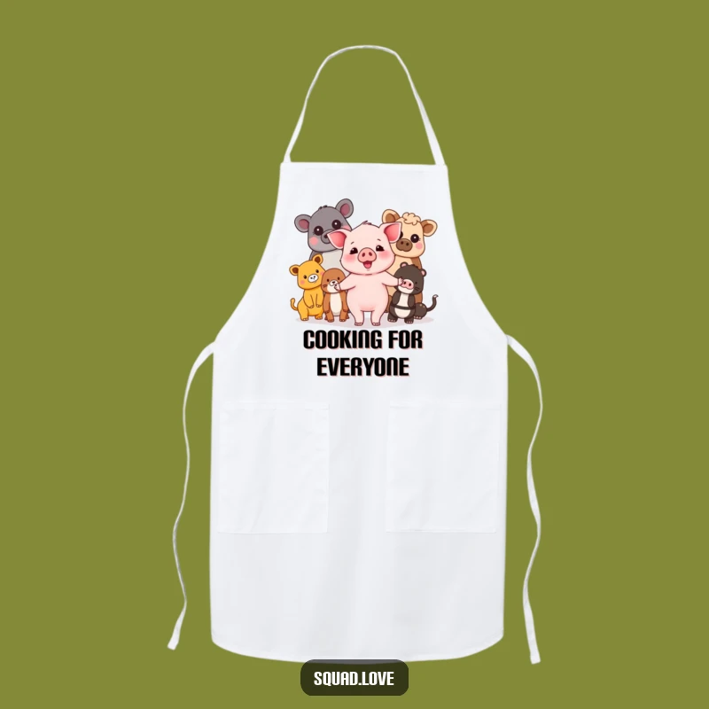 Funny Piglet & Friends Apron: Diverse Animals Unite, Kitchen Friendship Gift