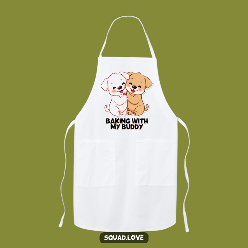Funny Puppy Hug Apron: Adorable Smiling Pups Embrace, Cute Kitchen Funny Gift