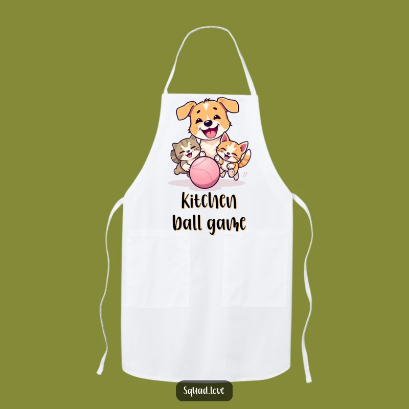 Funny Pet Chase Apron: Cook with Dog and Cat Playful Flair