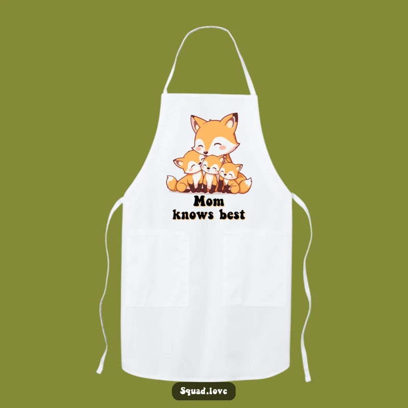 Funny Mother Fox & Kits Apron: Kitchen Nurturing & Smiles, Perfect Gift
