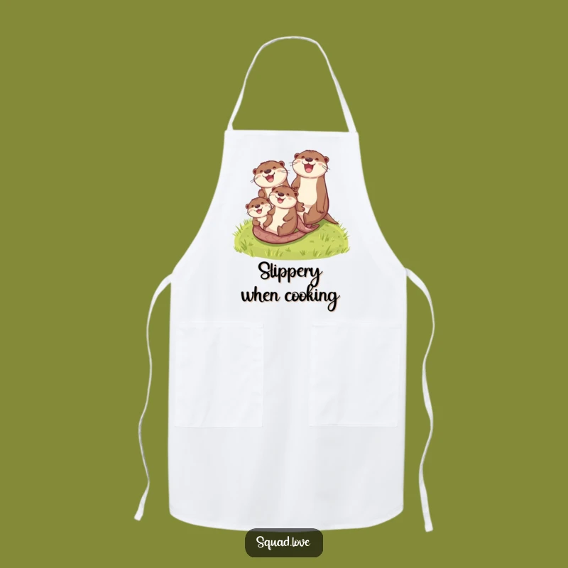 Funny Otter Family Apron: Grassy Hill Fun, Chef's Hilarious Kitchen Companion