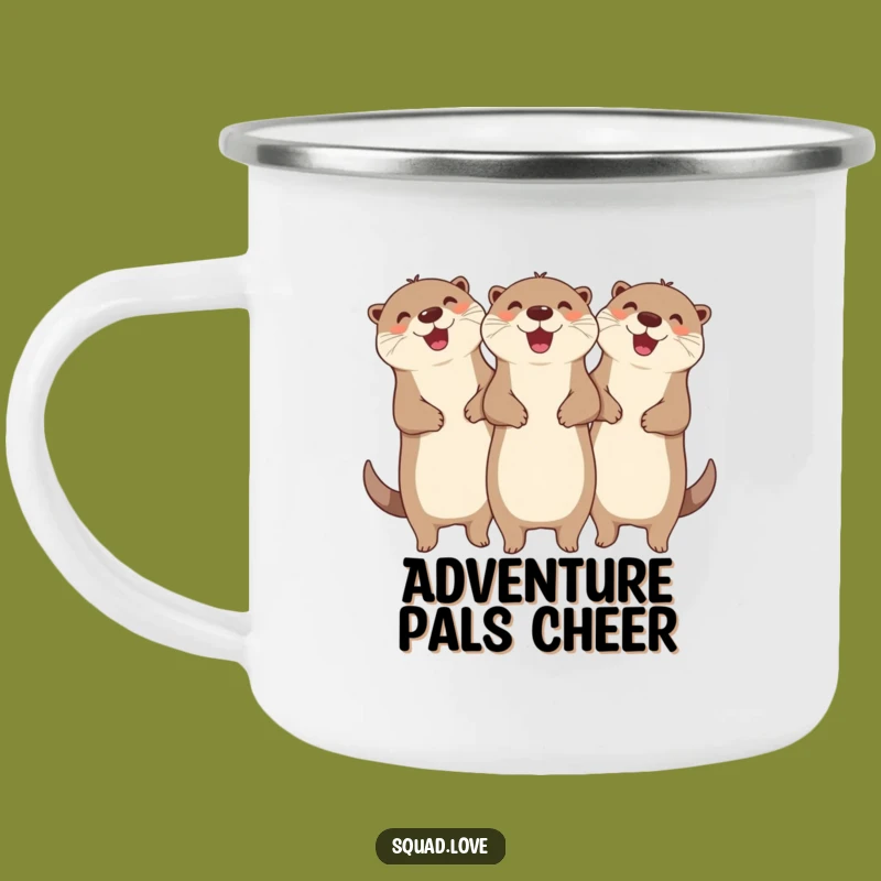 Funny Otter Campfire Mug: Cheerful Linked Friends - Outdoor Joyful Gift!