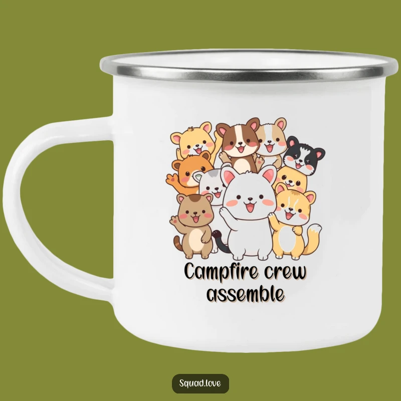 Funny Animal Friends Wave Camping Mug: Adventure Companions!