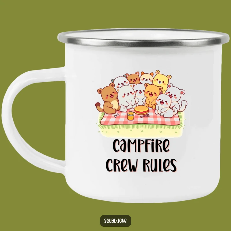 Funny Kawaii Picnic Camping Mug - Outdoor Fun, Rustic Funny Gift for Adventurers