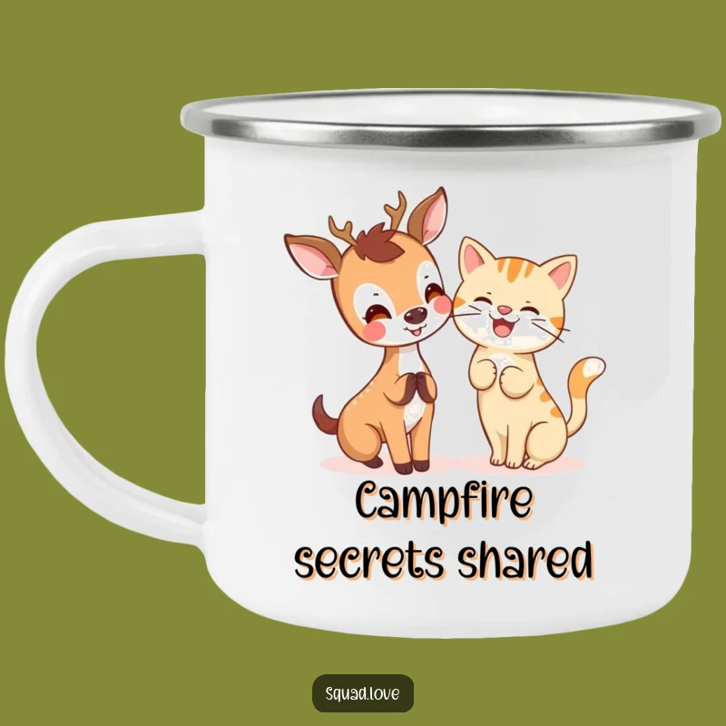 Kawaii Deer & Cat Camping Mug - Cute Companions for Adventures