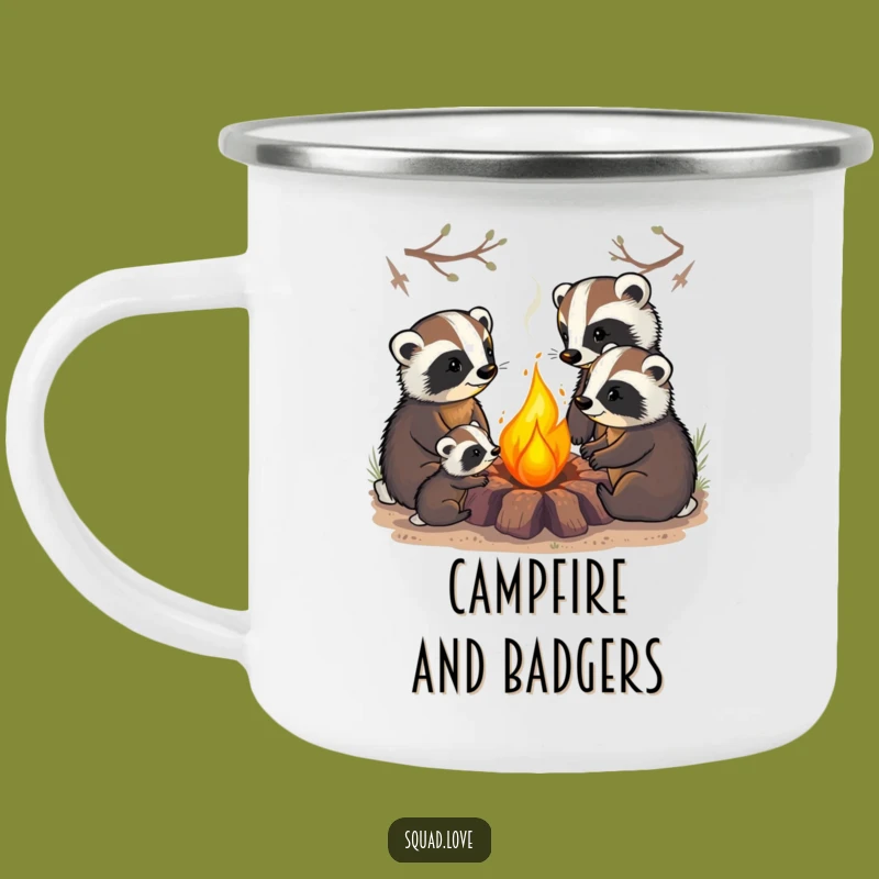 Funny Badger Family Camping Mug: Outdoor Comfort for Campfire Lovers