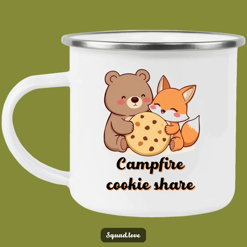 Funny Bear Fox Cookie Camping Mug: Joyful Friends Sharing - Outdoor Gift