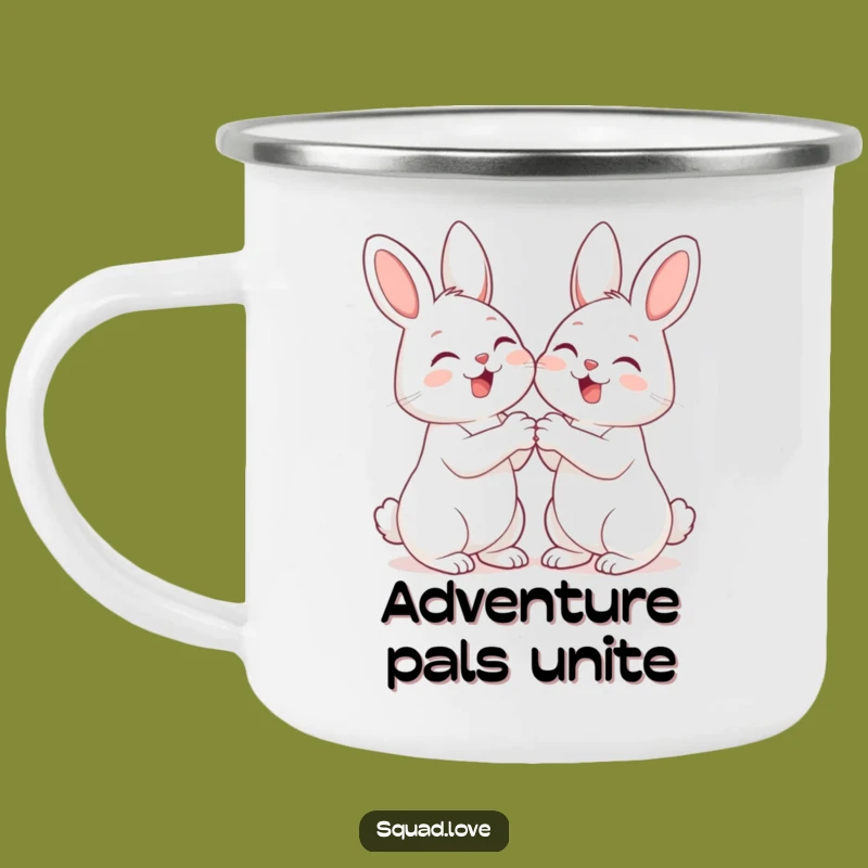 Funny Giggle Bunnies Camping Mug: Friendship Adventure Gift