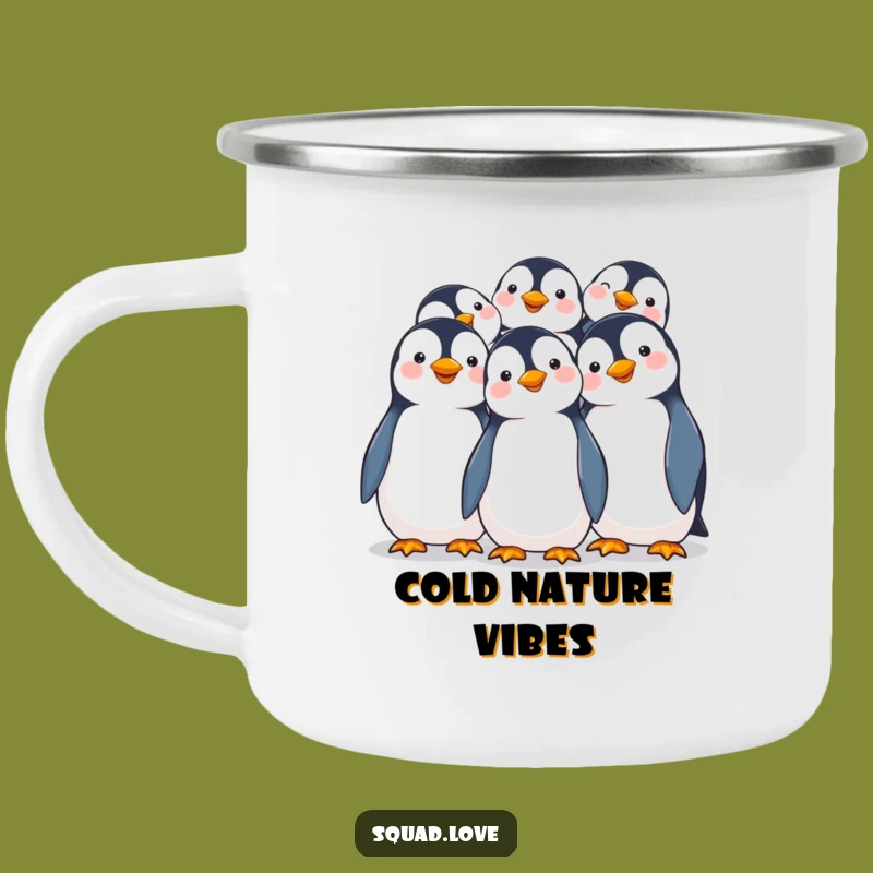 Funny Penguin Huddle Camping Mug: Adventure with Joyful Penguin Warmth