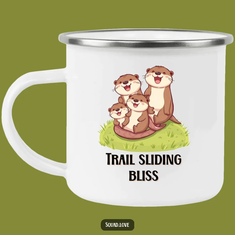 Funny Otter Family Camping Mug: Grassy Hill Adventure, Rustic Humor Gift