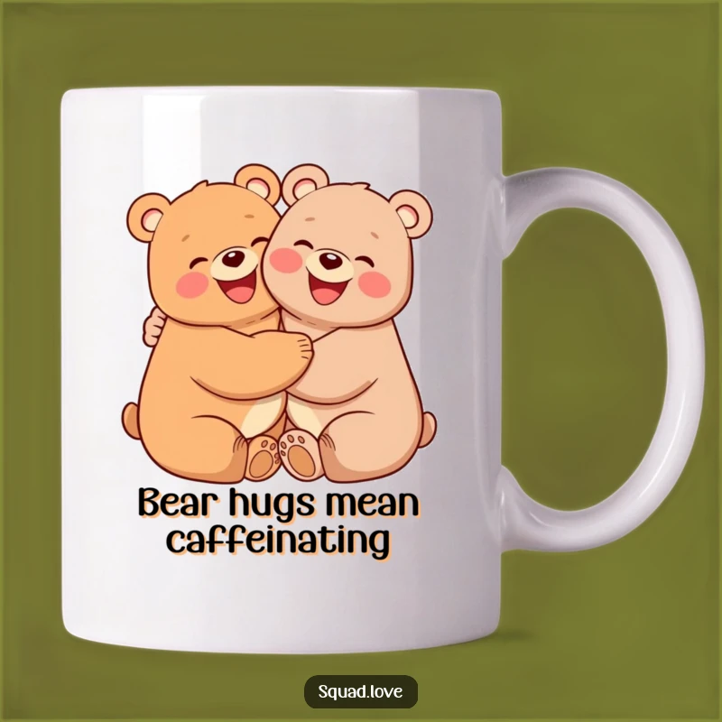 Funny Happy Bears Hugging Mug - Adorable Animal Friends Gift for Joyful Moments