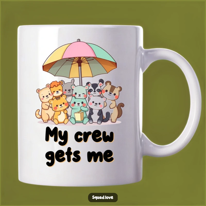 Funny Animal Friends Mug: Sharing Smiles Under the Rain, Perfect Gift!