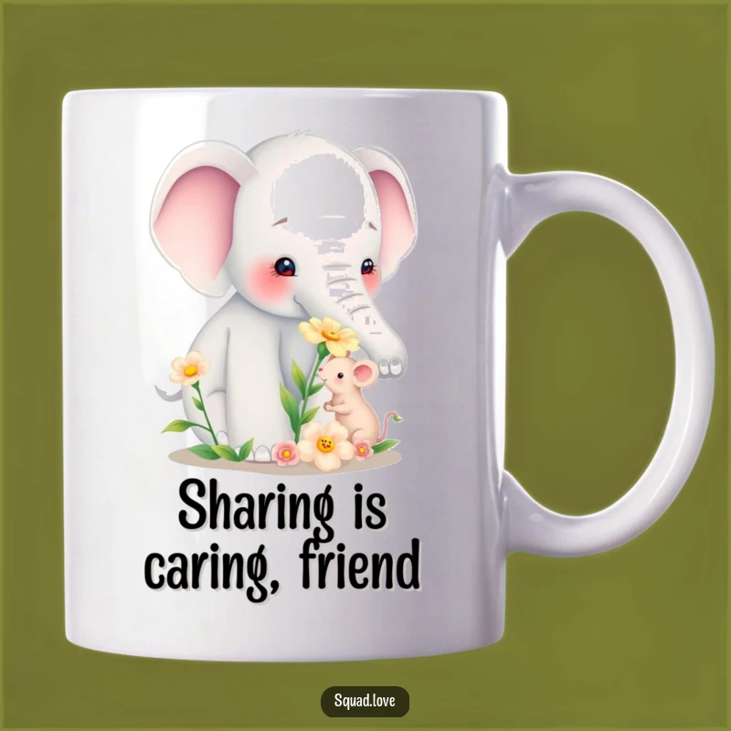 Funny Elephant & Mouse Flower Gift Mug - Adorable Friendship Present