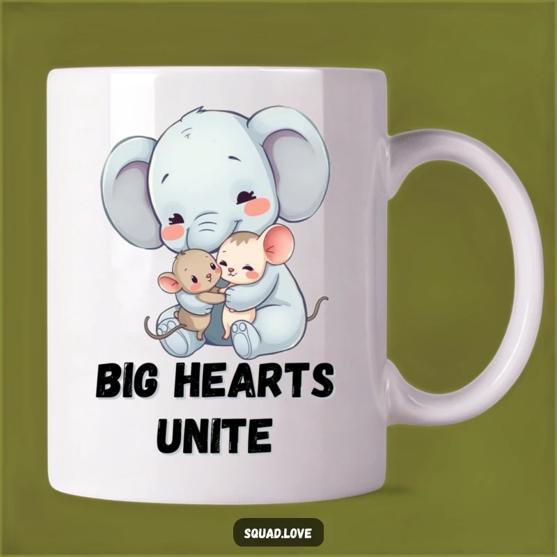 Funny Gentle Giant Mug: Elephant & Mouse Hug, Heartwarming Gift