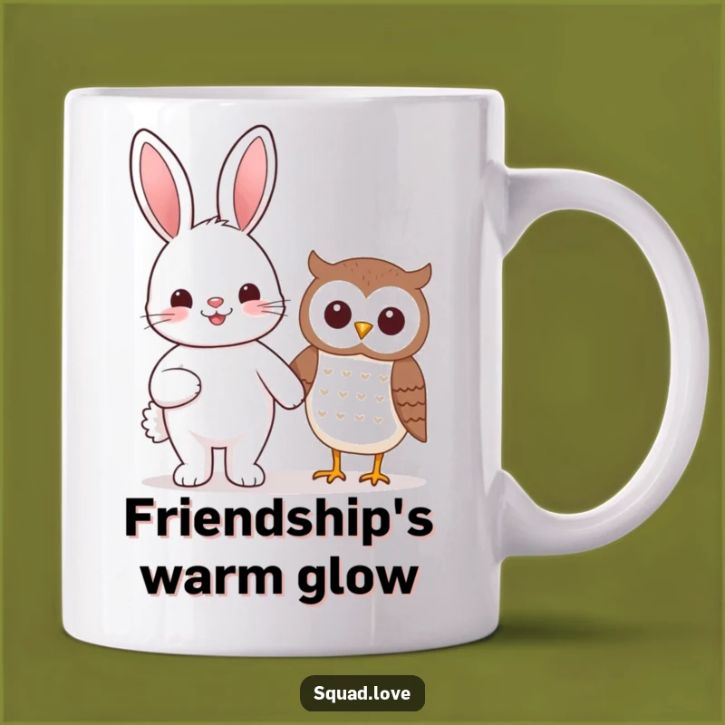 Funny Kawaii Bunny & Owl Friendship Mug - Cheerful Gift Idea