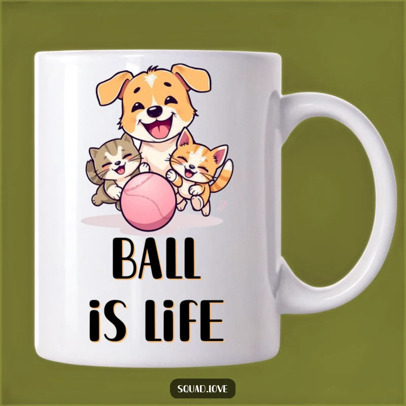 Funny Pet Chase Mug: Hilarious Dog and Cat Ball Play for Pet Lovers