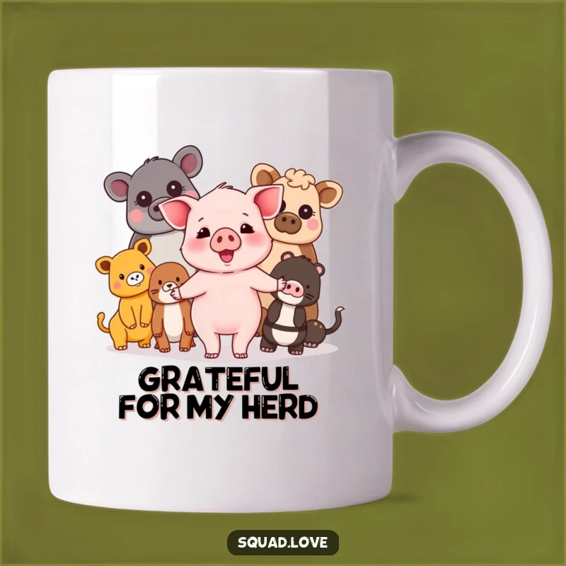 Funny Piglet & Friends Mug: Diverse Animals Unite, Perfect Friendship Gift