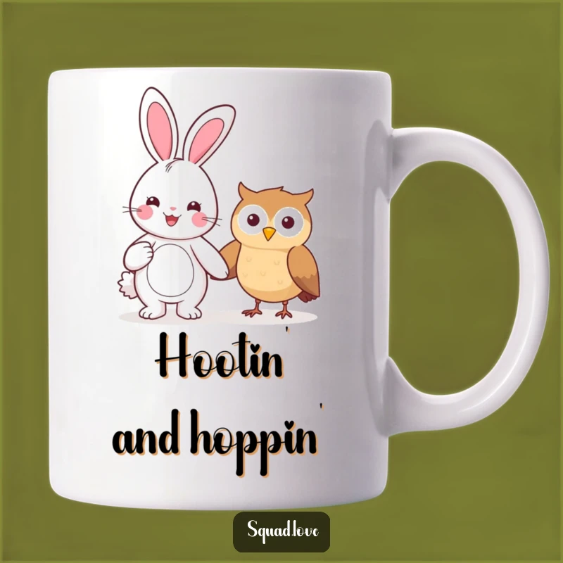 Funny Kawaii Bunny & Owl Mug - Unlikely Friends, Perfect Funny Gift