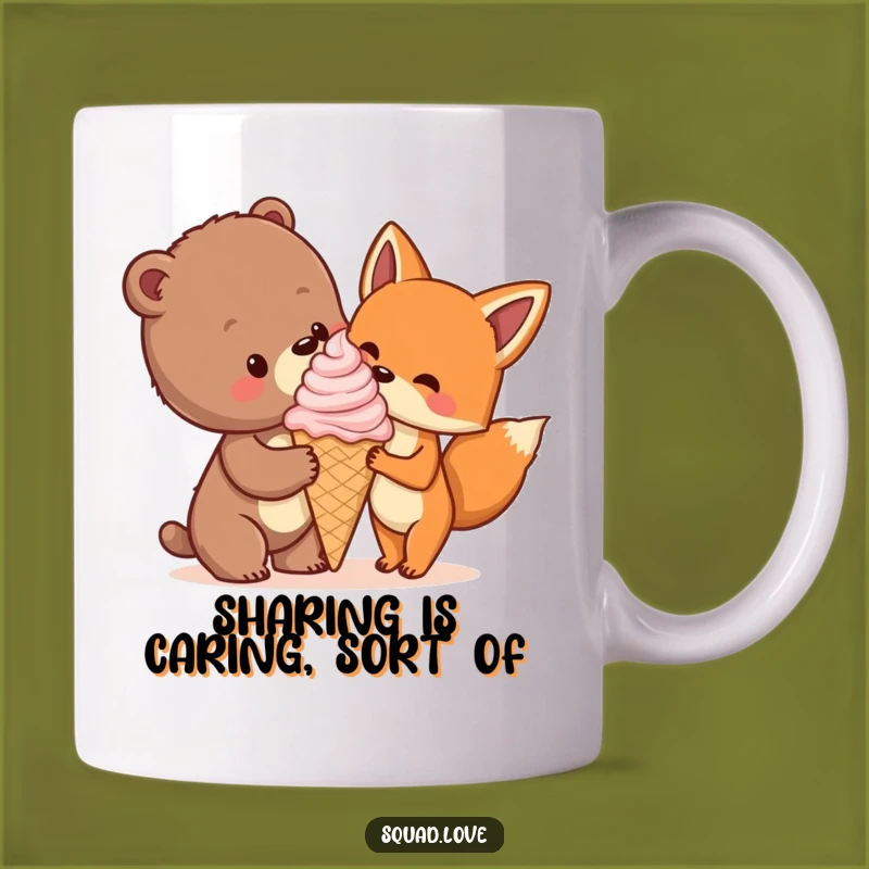 Funny Bear Cub & Fox Ice Cream Cone Mug, The Perfect Sweet Treat Gift