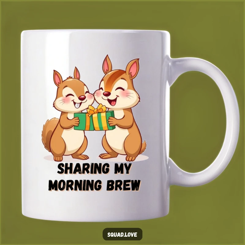 Funny Squirrel Chipmunk Gift Mug - Joyful Animal Friends Exchanging Presents - Perfect Gift