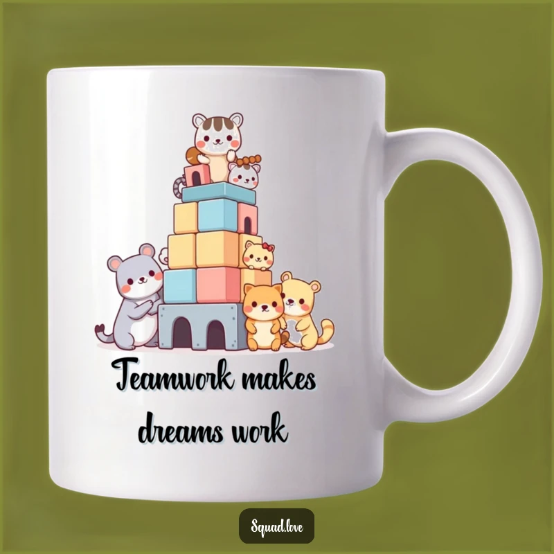 Funny Kawaii Animal Block Tower Mug: A Hilarious Gift for Builders and Dreamers!
