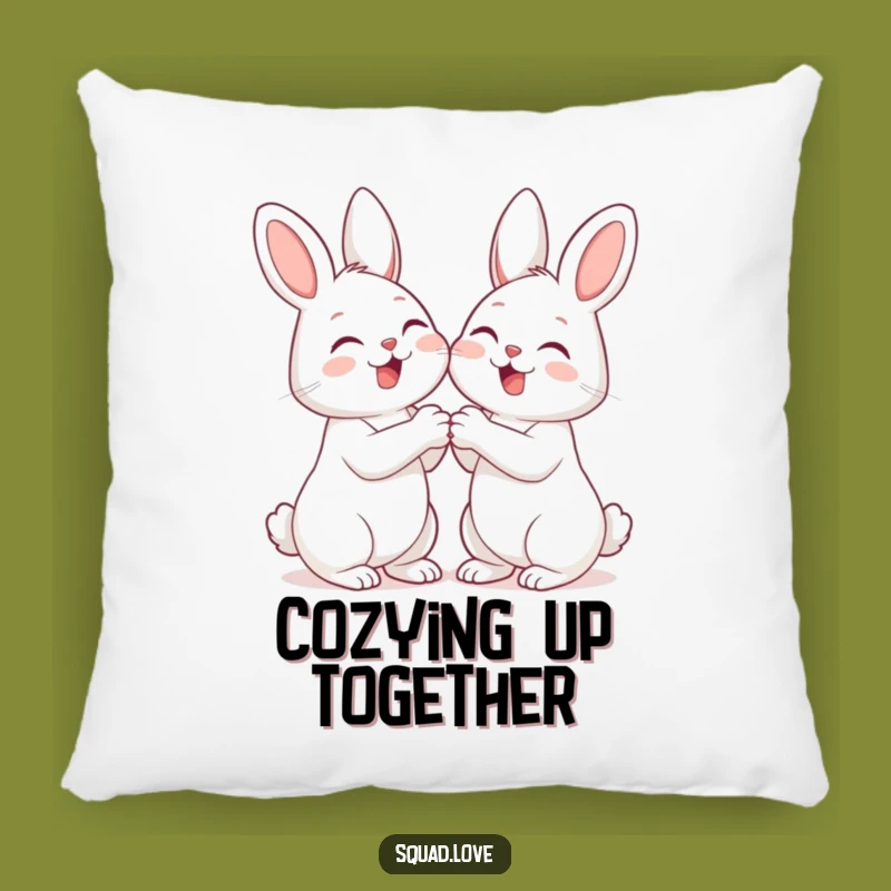 Funny Giggle Bunnies Pillow: Comfy Friendship Accent Gift