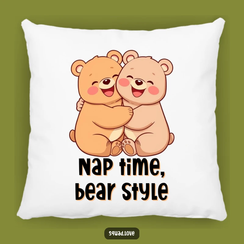 Funny Happy Bears Hugging Pillow - Cozy Comfort and Adorable Friendship Decor