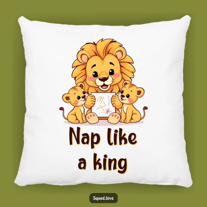Funny Lion Dad Pillow: Cozy Gifts for Proud Fathers & Young Artists