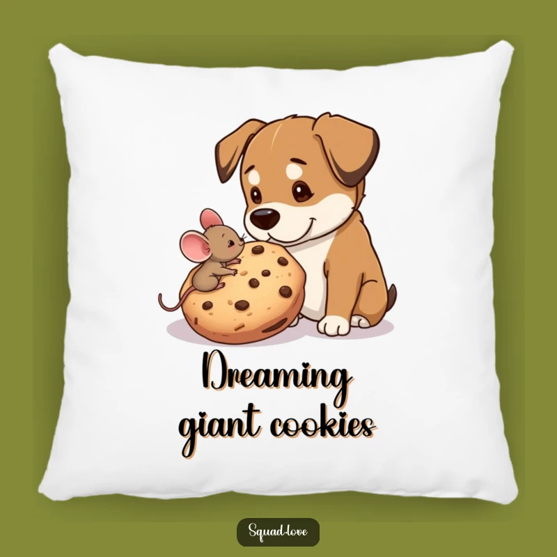 Funny Mouse & Dog Cookie Pillow - Cozy Comfort with a Sweet Story
