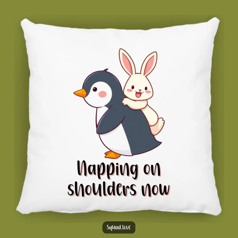 Funny Penguin & Rabbit Piggyback Pillow, Cozy Comfort Cushion Gift