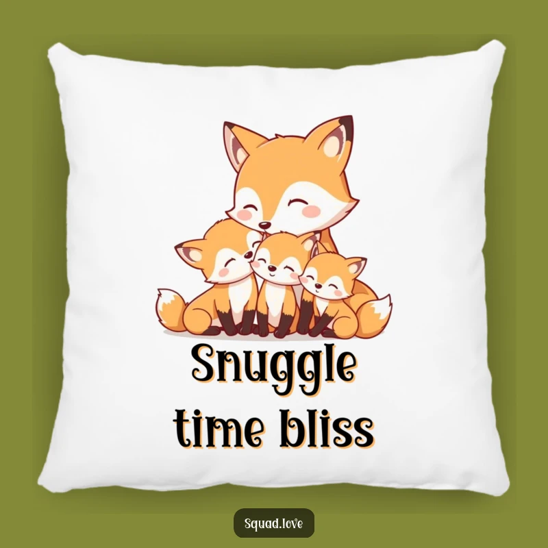 Funny Mother Fox & Kits Pillow: Cozy Comfort & Nurturing Smiles, Gift