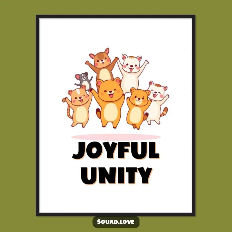 Funny Animal Friends Jumping Digital Art - Joyful Wall Decor & Group Gift