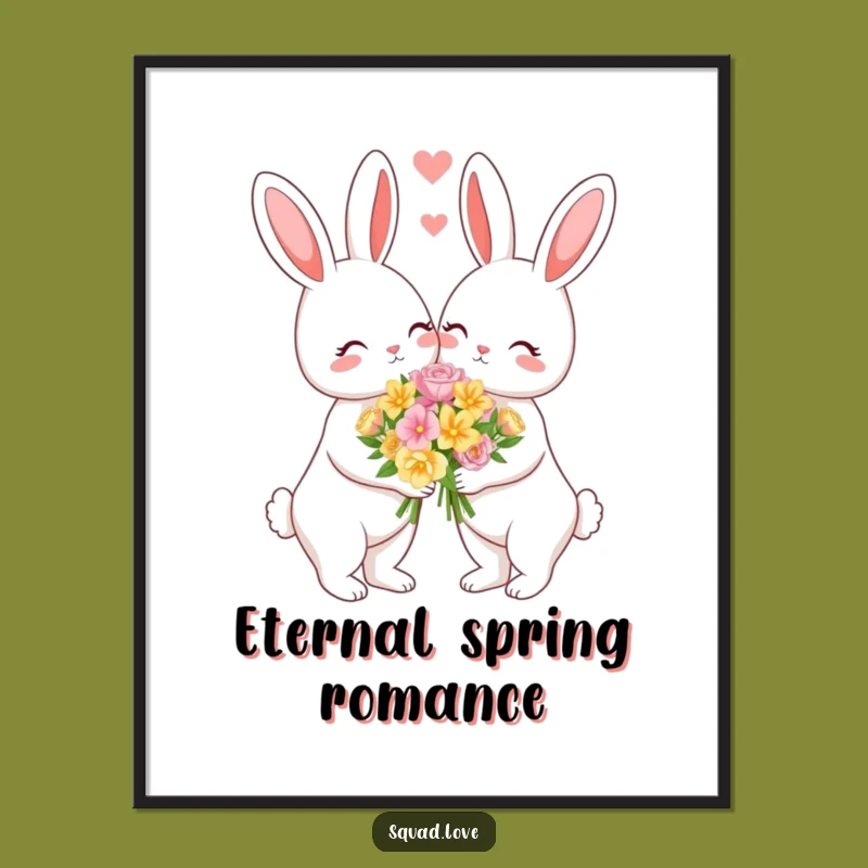 Funny Bunny Love Digital Art - Instant Romantic Gift for Walls