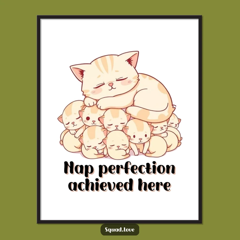 Funny Contented Cat Digital Art - Kitten Nap Printable Wall Decor Gift