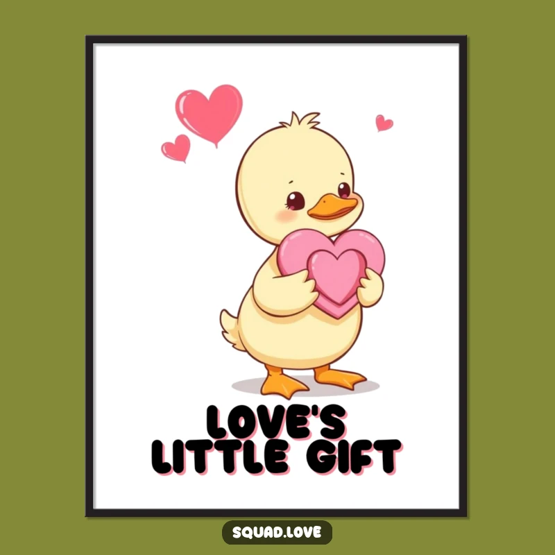Funny Duckling Heart Digital Art: Adorable Baby Duckling Download, Sweet Funny Gift for Instant Decor