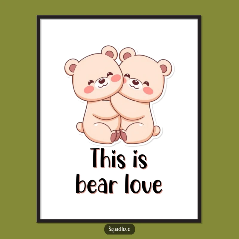 Funny Kawaii Bears Digital Art - Joyful Hugs, Instant Funny Gift Download