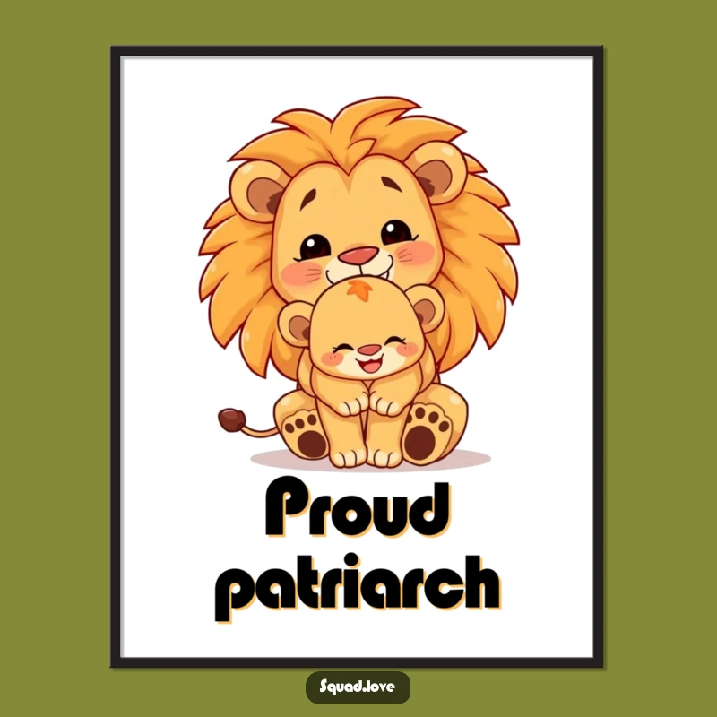 Funny Lion Family Hug Digital Art - Instant Majestic Decor