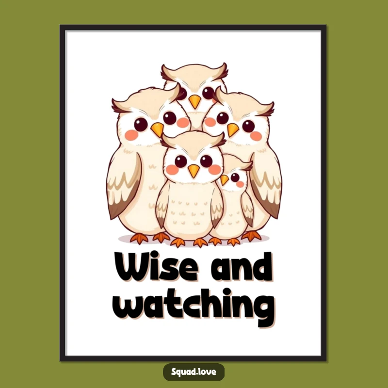 Funny Owl Family Hug Digital Art: Adorable Smiles, Instant Humor, Gift