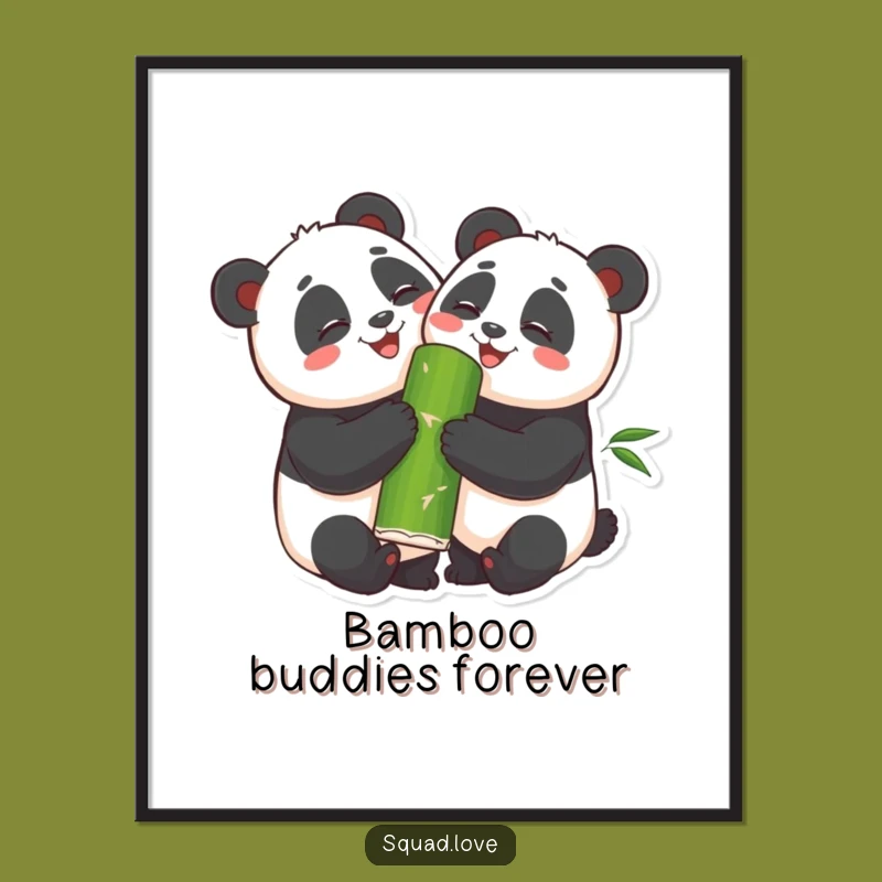 Funny Panda Hug Digital Art: Friendship Print, Hilarious Wall Decor