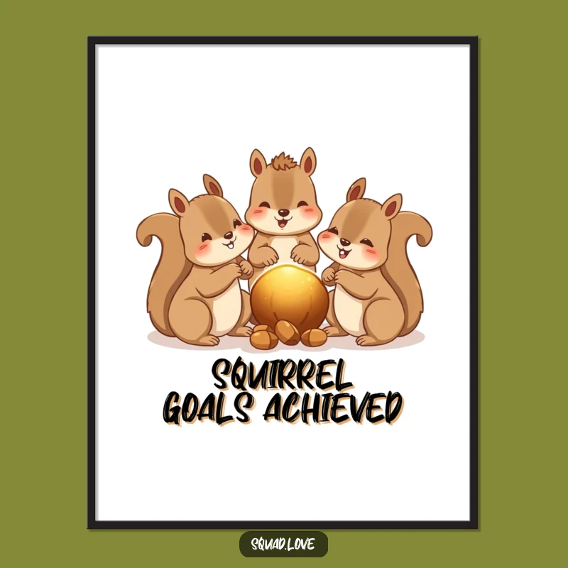 Funny Squirrels Sharing Digital Print: Woodland Art, Instant Nature Decor