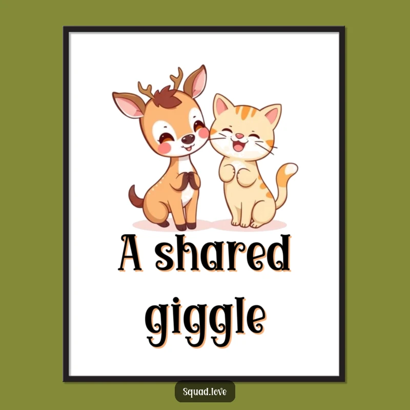 Kawaii Deer & Cat Digital Art - Instant Whimsical Decor