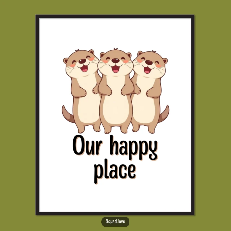 Funny Otter Friends Art Print: Cheerful Linked Celebration - Joyful Digital Download Gift!