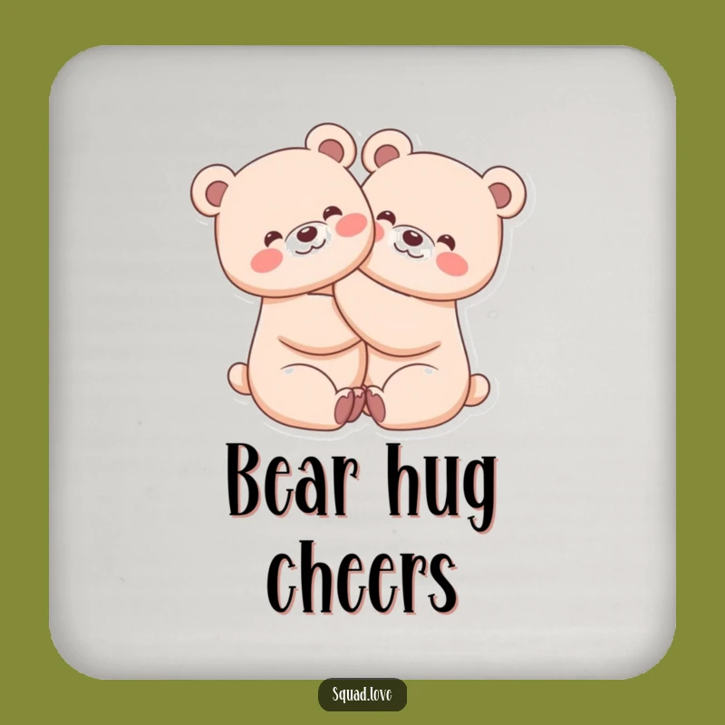 Funny Kawaii Bears Coaster - Table Hugs, Adorable Funny Gift for Home