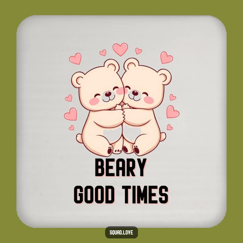 Funny Bears Hugging Coaster Set: Protect Surfaces with Heartfelt Style